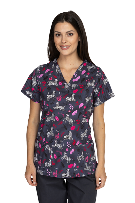 Bluza medicala unisex gri zebre bumbac-elastan 140g Bambina