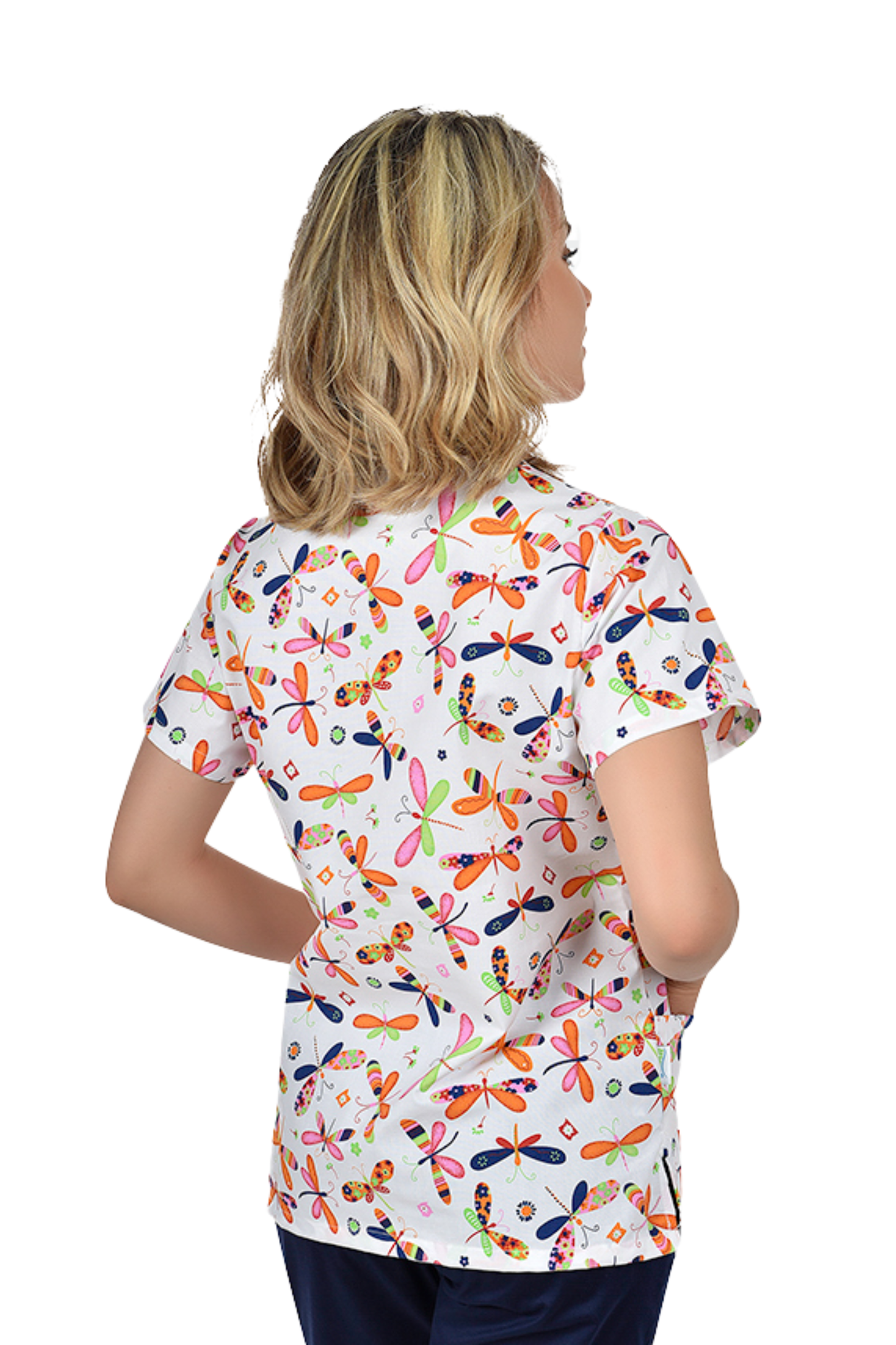 Bluza medicala imprimata unisex libelule tercot 140g Bambina