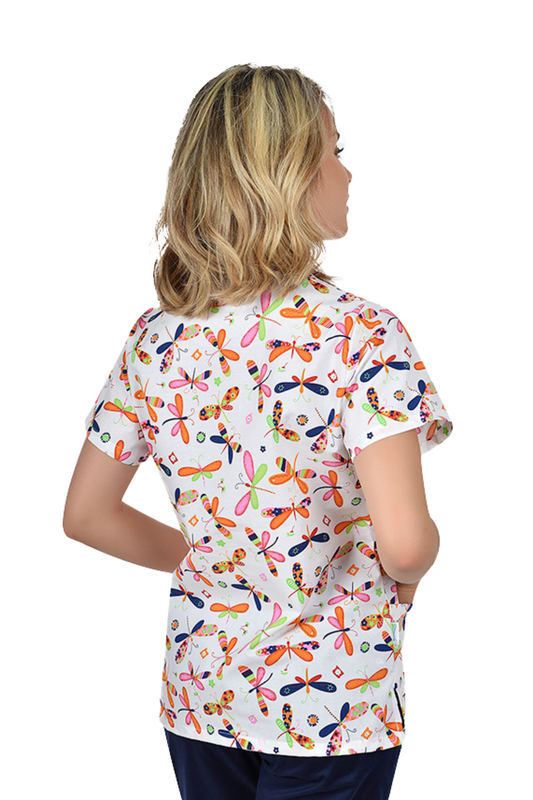 Bluza medicala imprimata unisex libelule tercot 140g Bambina