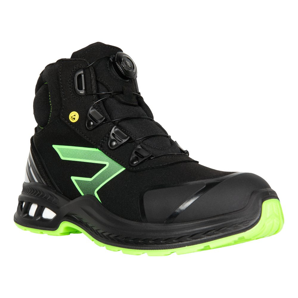 Bocanci protectie S3S/SR/FO/ESD unisex negru/verde microfibra Viper (32A9)