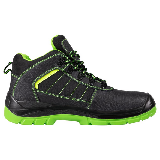 Bocanci protectie S1P SR FO negru/verde din piele New Hunan (27A4)