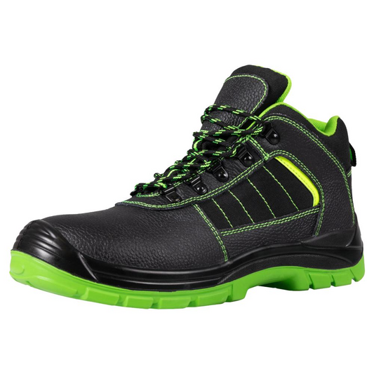 Bocanci protectie S1P SR FO negru/verde din piele New Hunan (27A4)