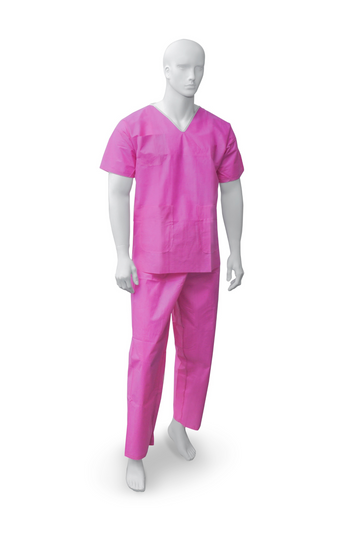 Costum pijama din netesut SMMS 45 g/mp antistatic roz