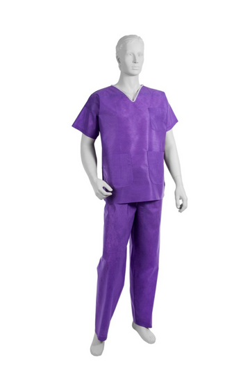 Costum pijama din netesut SMMS 45 g/mp antistatic violet