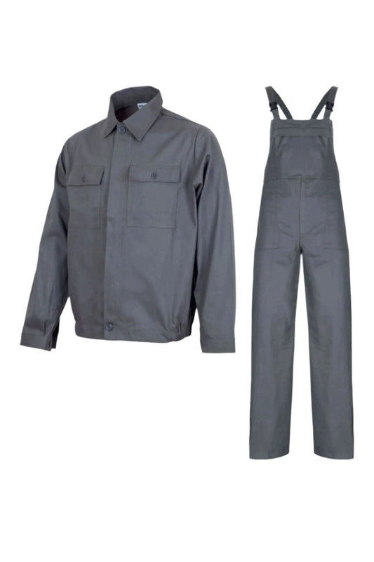 Costum Agricol Complet Mex, Gri: Jacheta + Salopeta + Tricou + Sapca