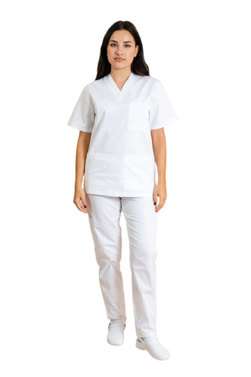 Costum medical tercot 110g alb unisex Cesare
