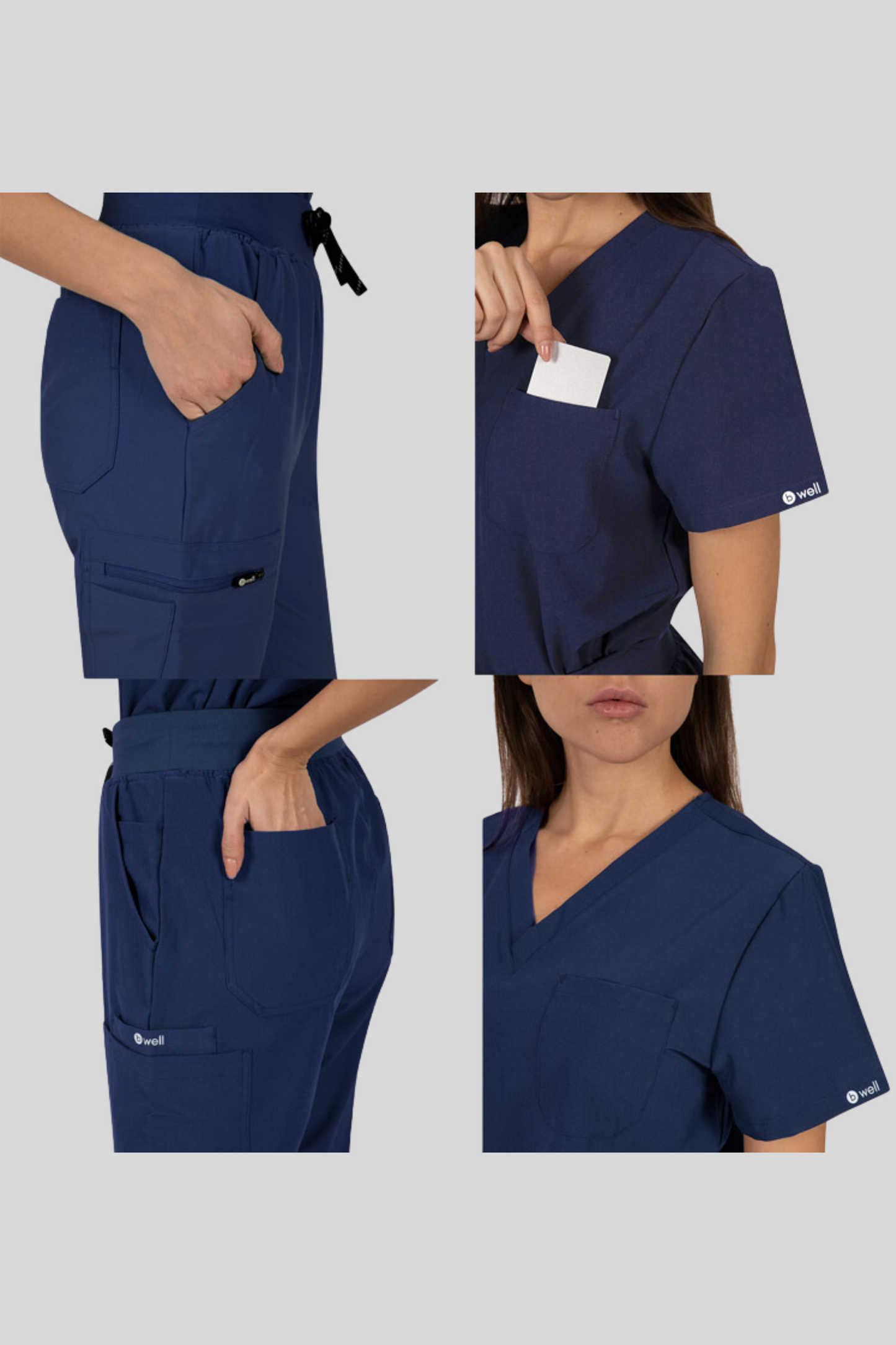 Costum medical stretch poliester 170g bleumarin dama Bella