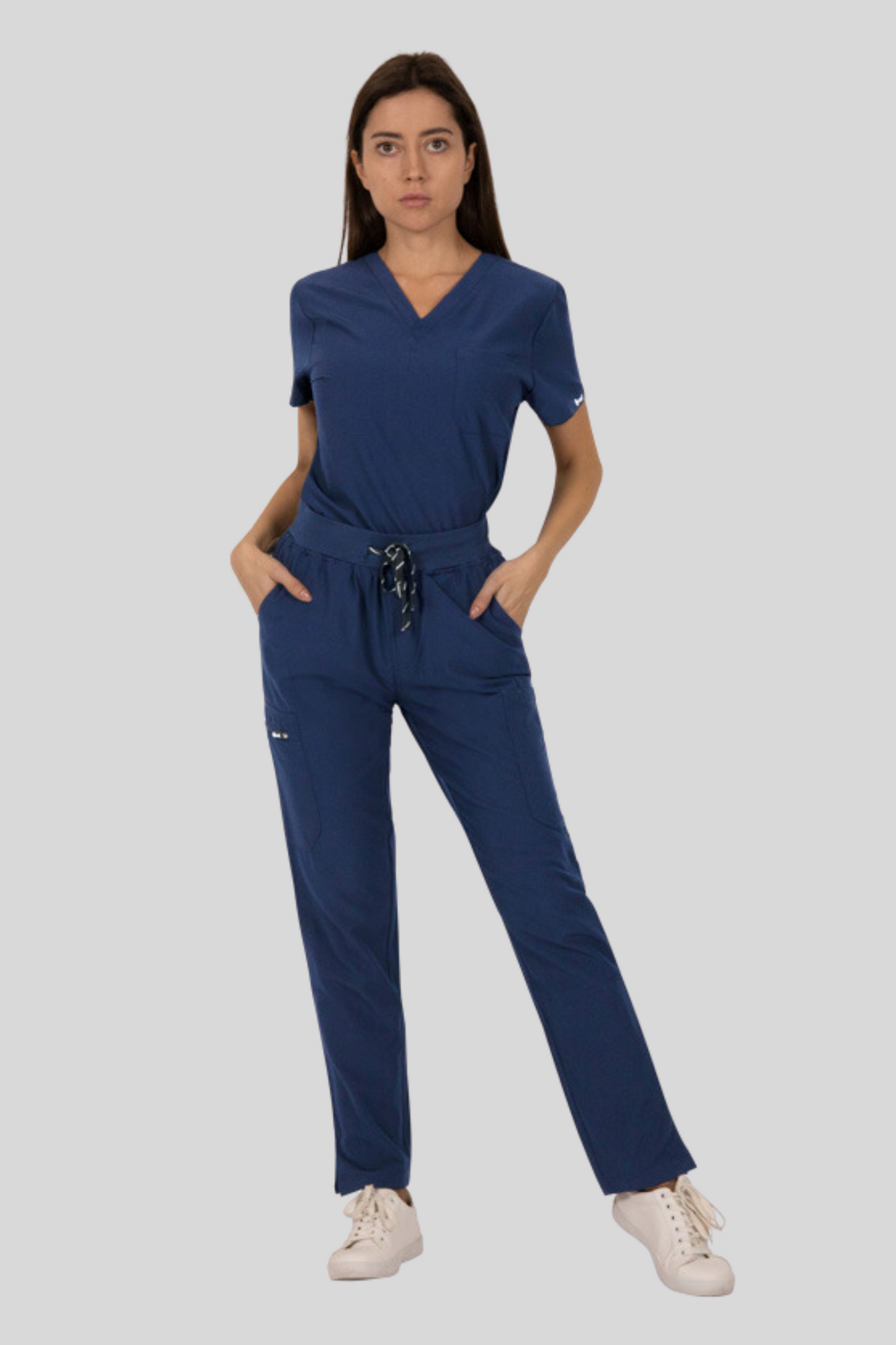 Costum medical stretch poliester 170g bleumarin dama Bella