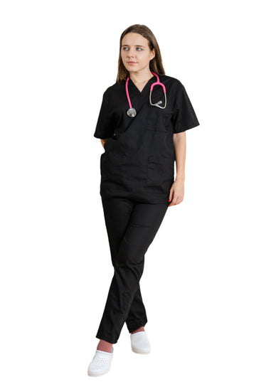 Costum medical tercot 110g negru unisex Cesare