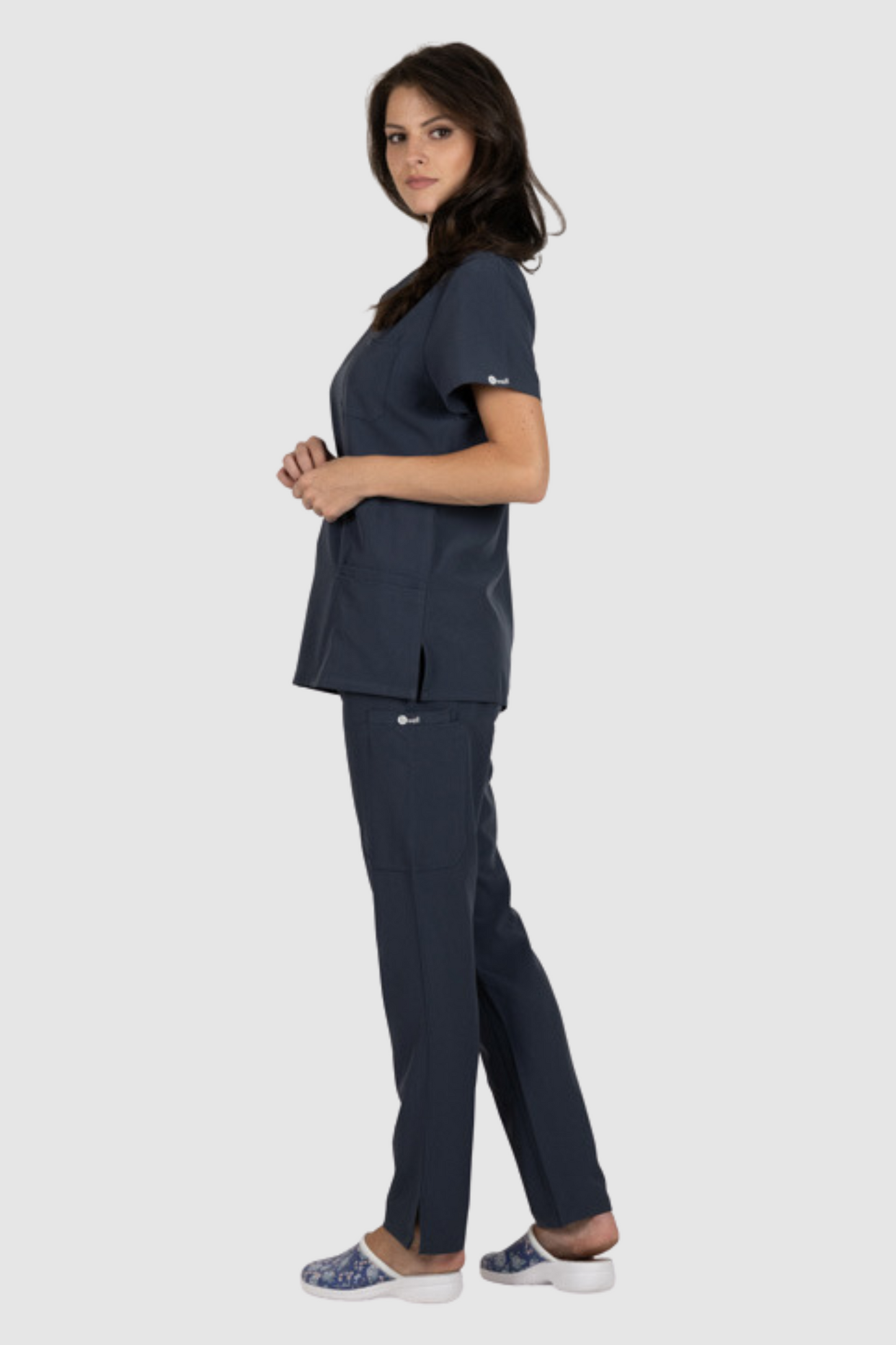 Costum medical gri dama poliester-elastan 170g Bella