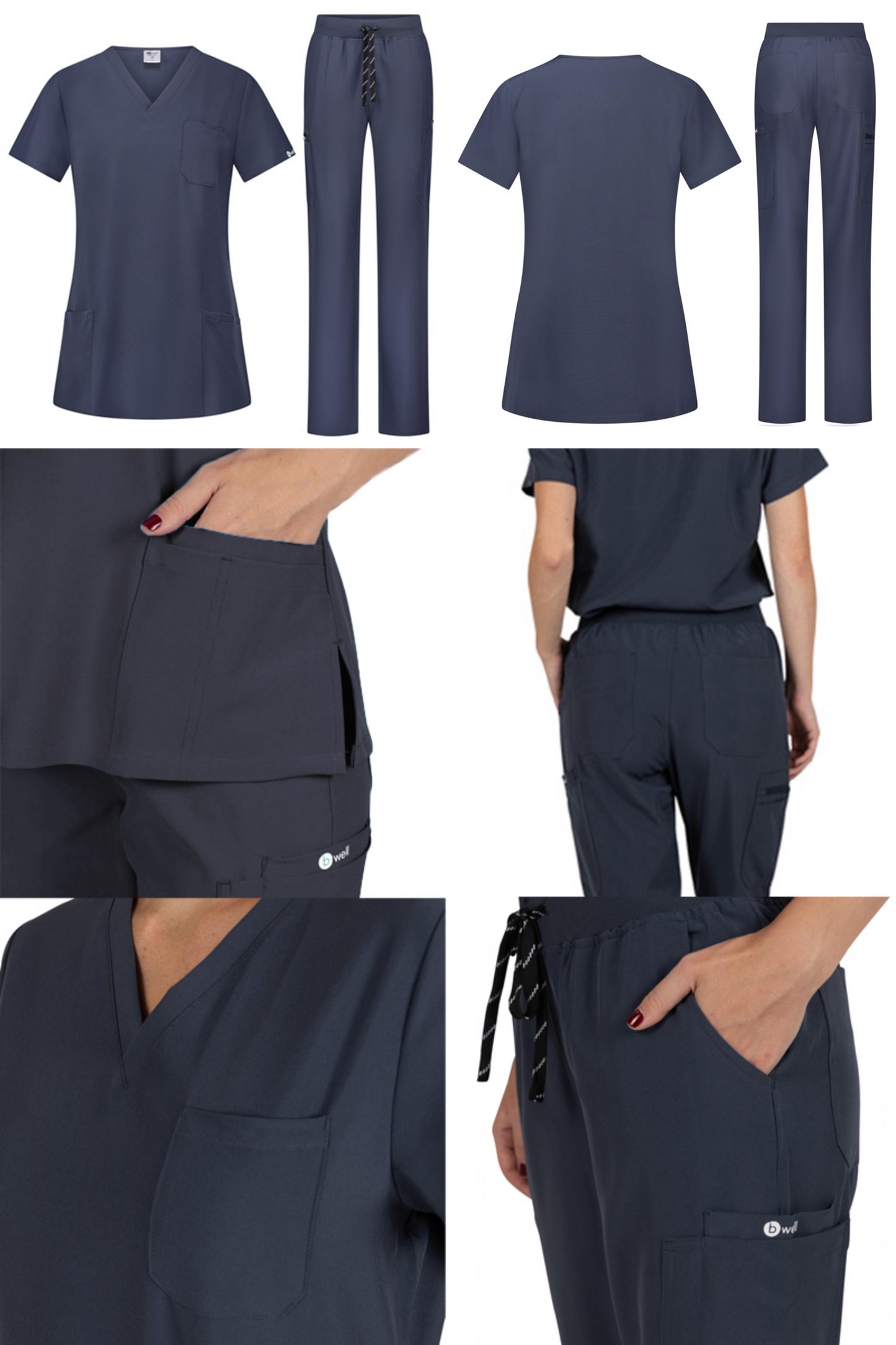 Costum medical gri dama poliester-elastan 170g Bella