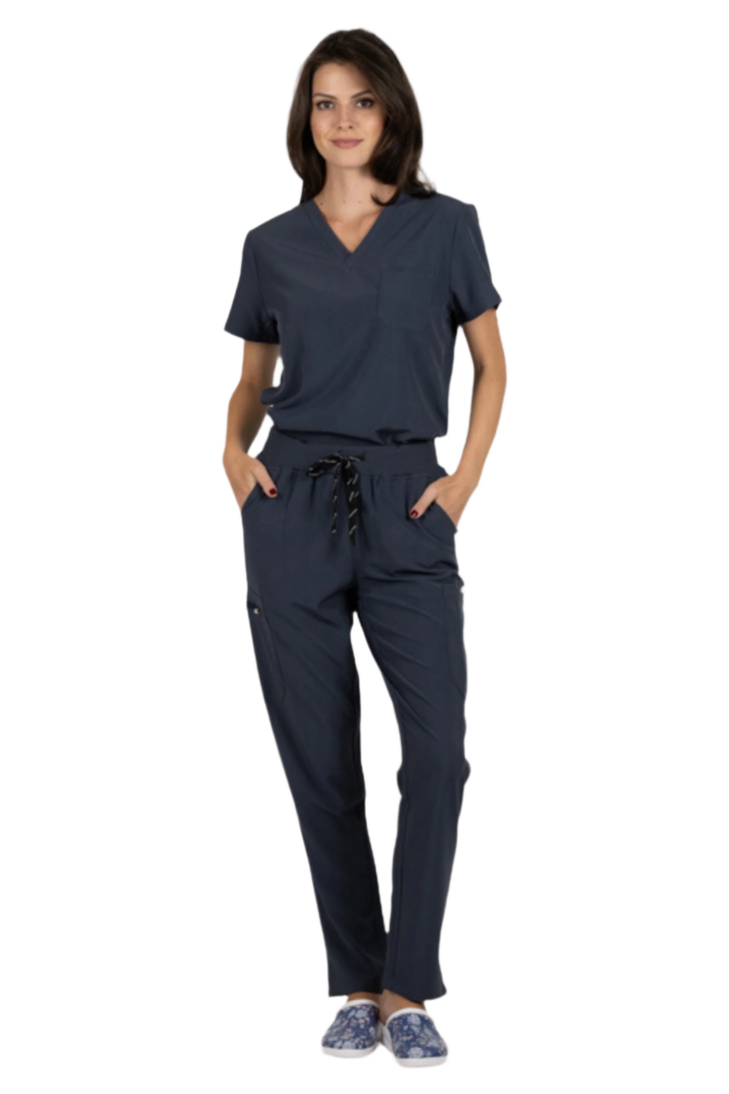 Costum medical gri dama poliester-elastan 170g Bella