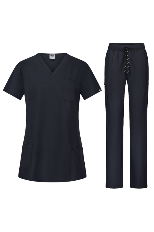 Costum medical negru dama poliester-elastan 170g Bella