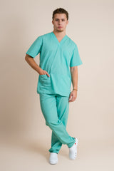 Costum medical unisex Turcoaz Poplin 110g Cesare