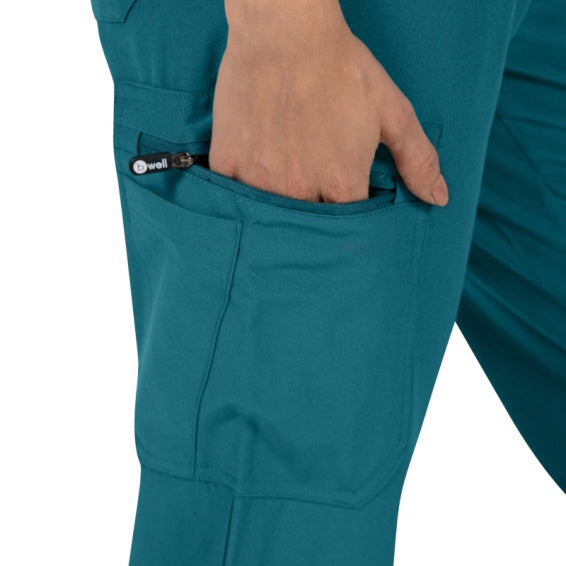 Costum medical Verde-Turcoaz Dama Poliester-Elastan 170g Bella