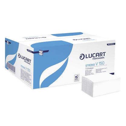 Prosoape pliate V Lucart Strong V 150, celuloză albă, 150 buc/pachet, 863060