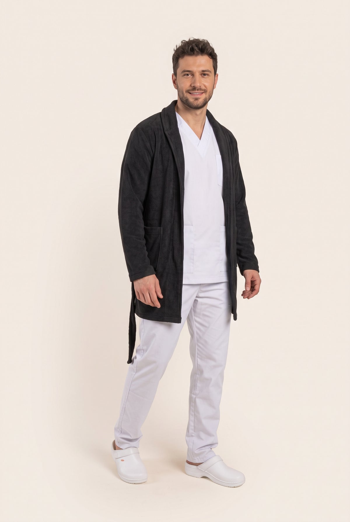 Halat polar medical negru unisex fleece 270g Divia