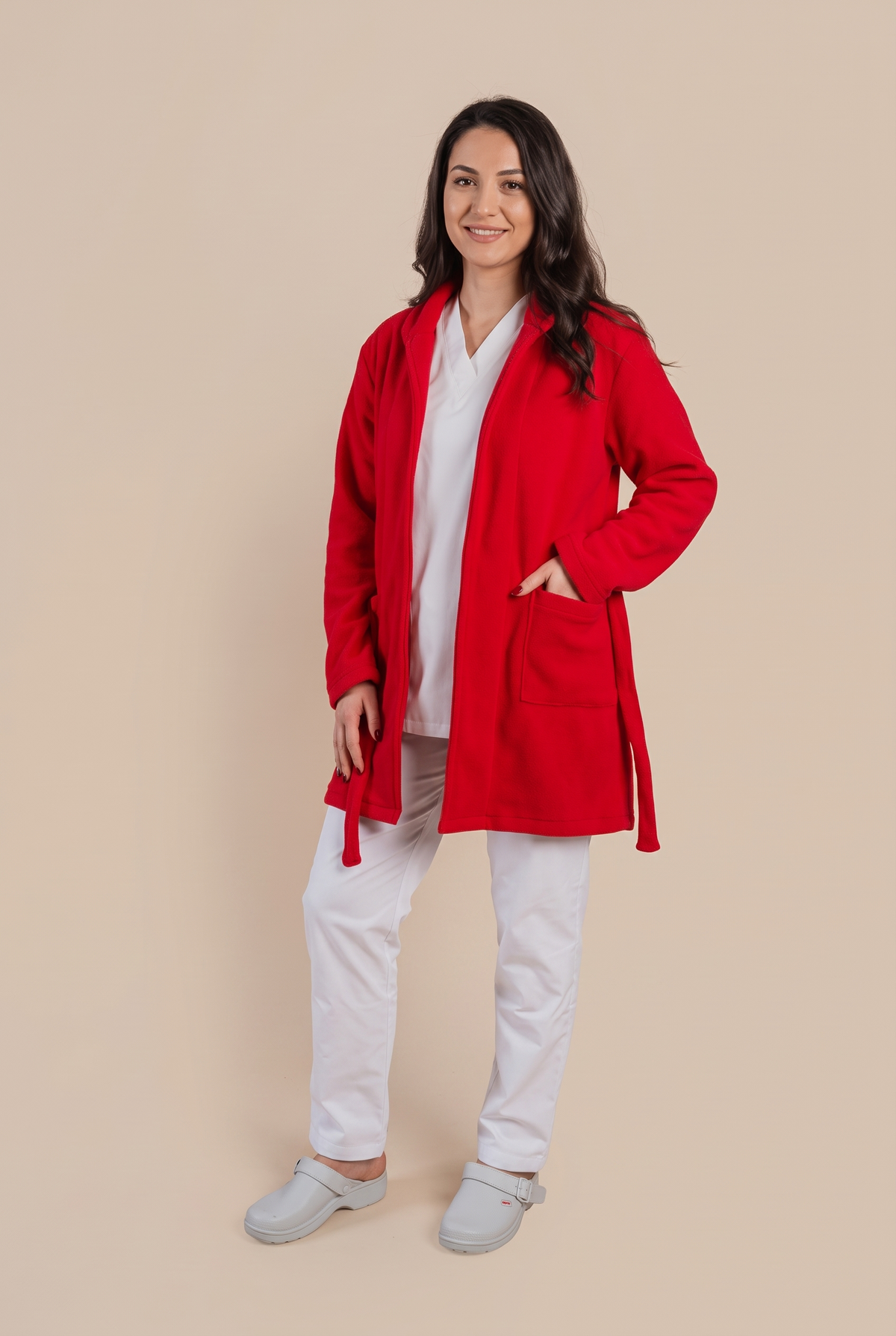 Halat polar medical rosu unisex fleece 270g Divia