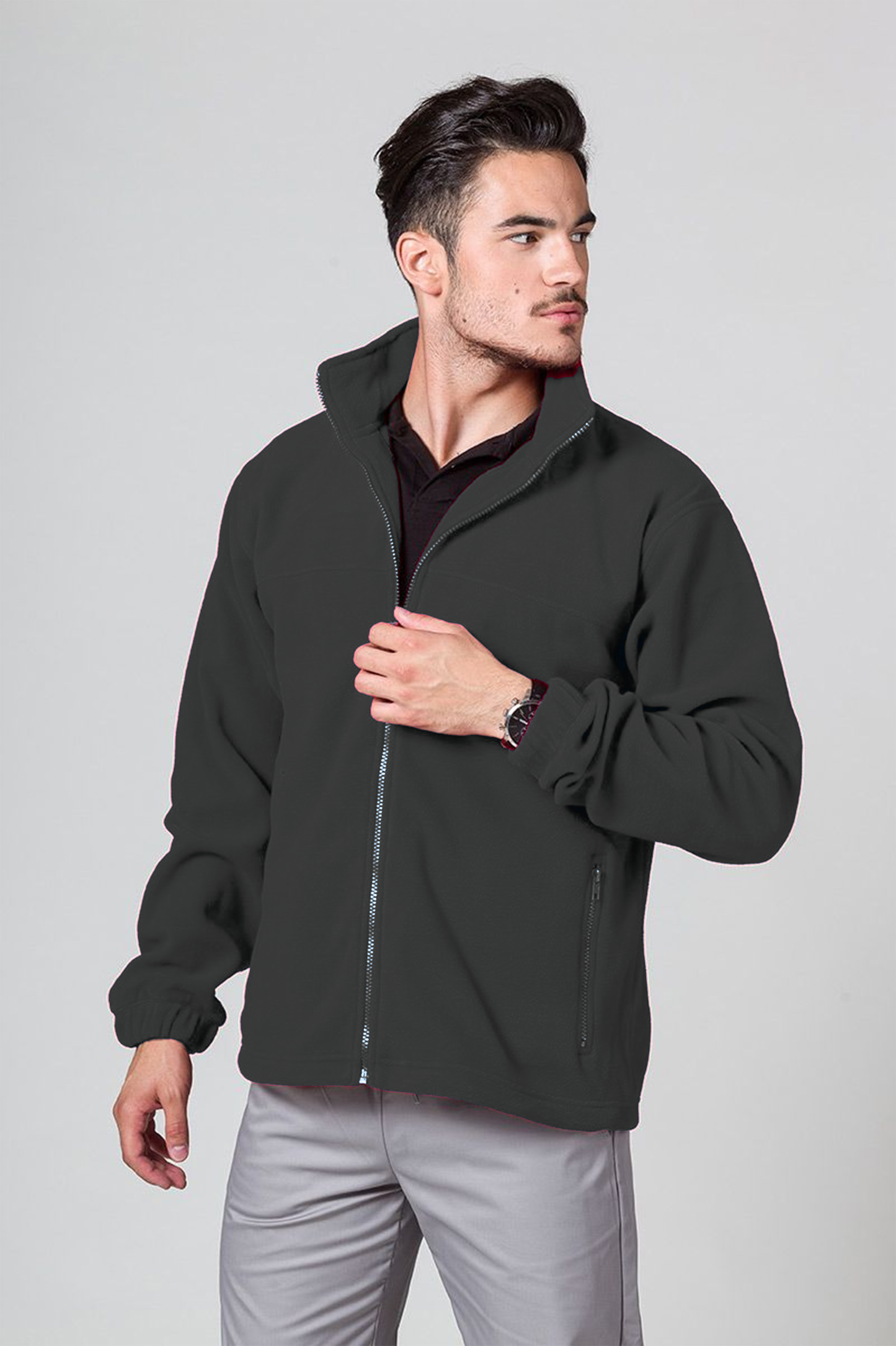 Jacheta fleece barbat gri inchis Jacket 501