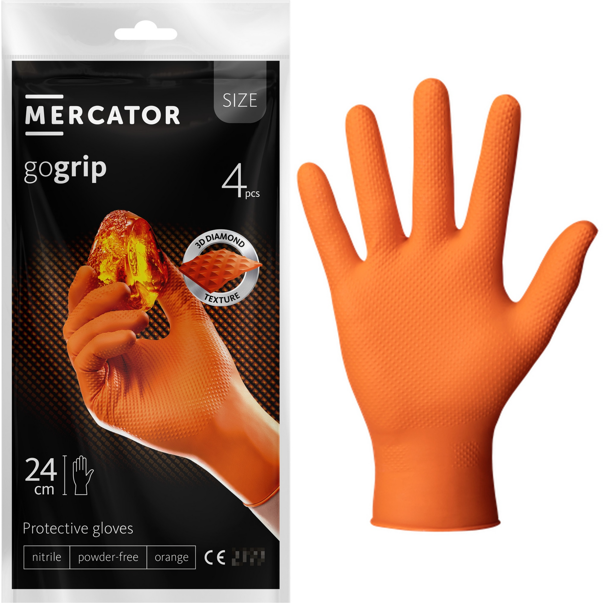 Manusi nitril mecanic auto portocalii Gogrip 4buc/set