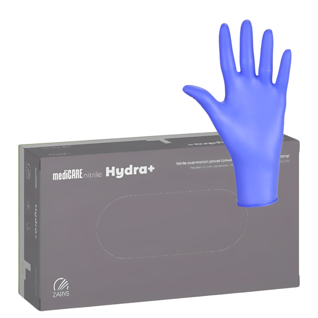Manusi nitril hidratante cu ulei de migdale nepudrate violet 100buc Hydra+