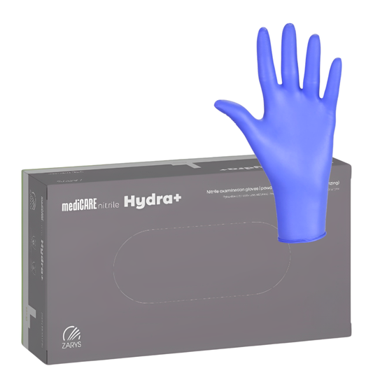 Manusi nitril hidratante cu ulei de migdale nepudrate violet 100buc Hydra+