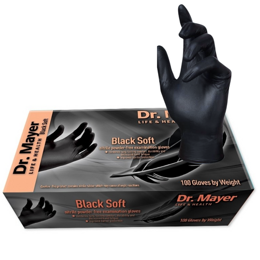 Manusi nitril nepudrate negre Soft Dr Mayer 100buc