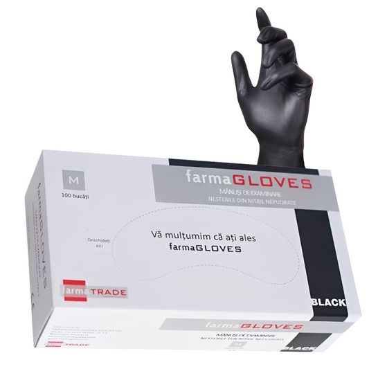 Manusi nitril nepudrate negre 3.5g FarmaGloves 100buc