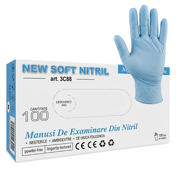 Manusi nitril nepudrate albastre 3.5g NewSoft 100buc