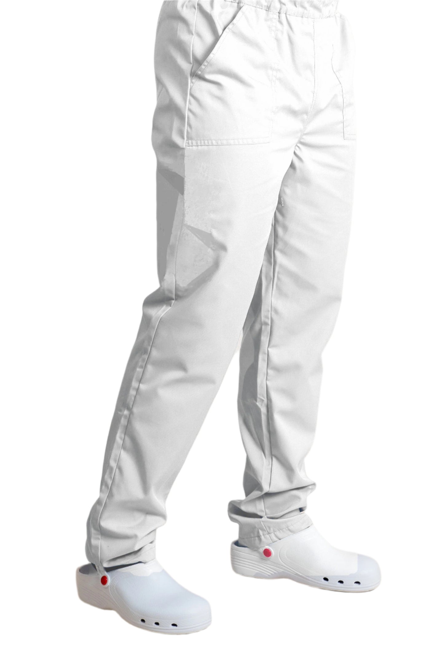 Pantaloni alb unisex poplin elastan 165g Eric