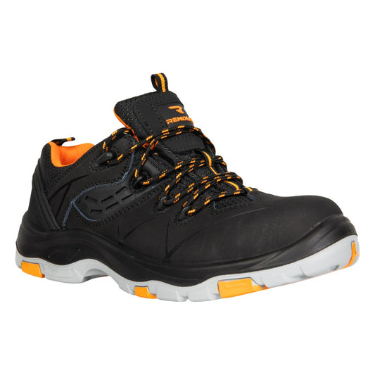 Pantofi protectie S3S/HRO/SR/FO unisex negru/portocaliu piele nubuck Ares (29A8)