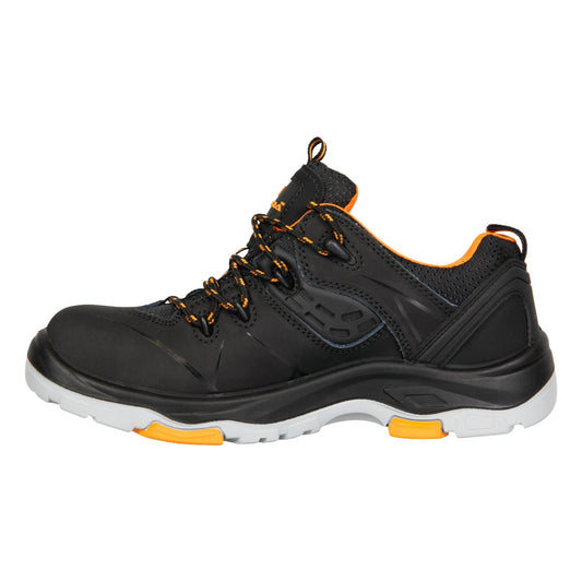 Pantofi protectie S3S/HRO/SR/FO unisex negru/portocaliu piele nubuck Ares (29A8)