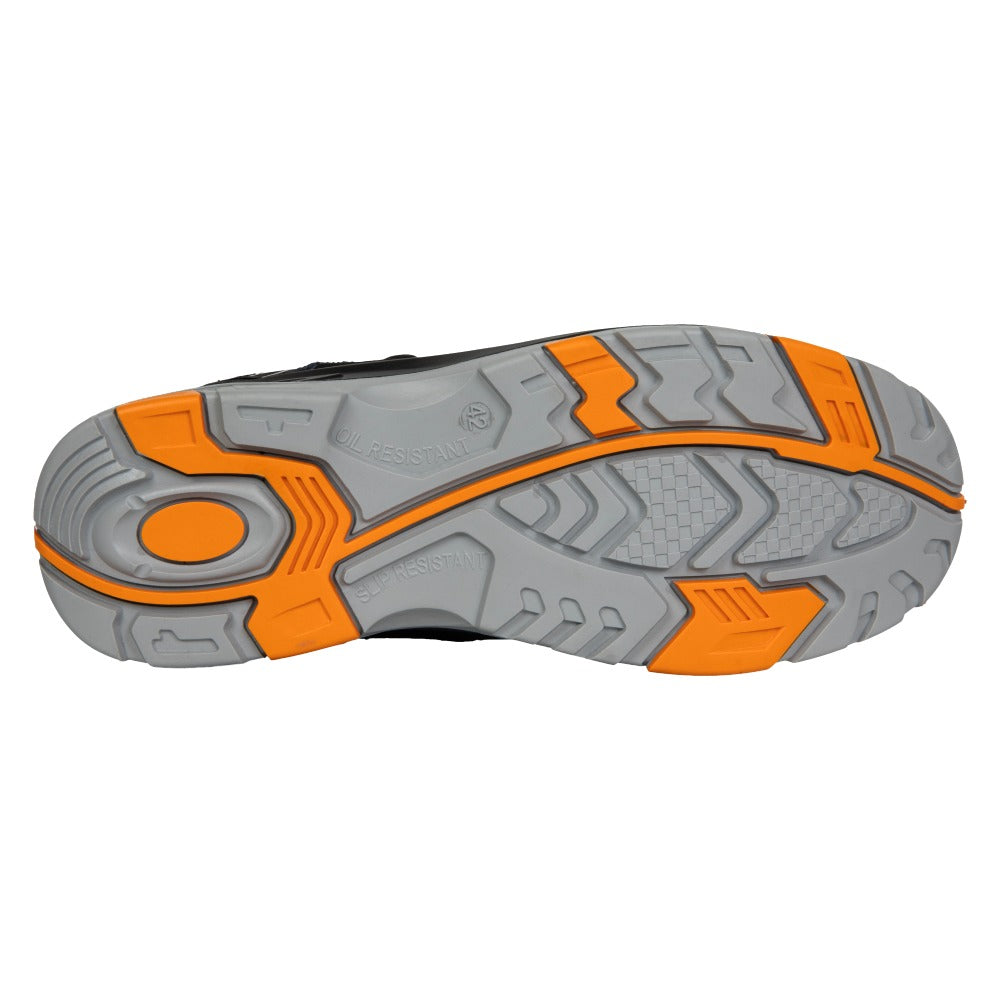 Pantofi protectie S3S/HRO/SR/FO unisex negru/portocaliu piele nubuck Ares (29A8)