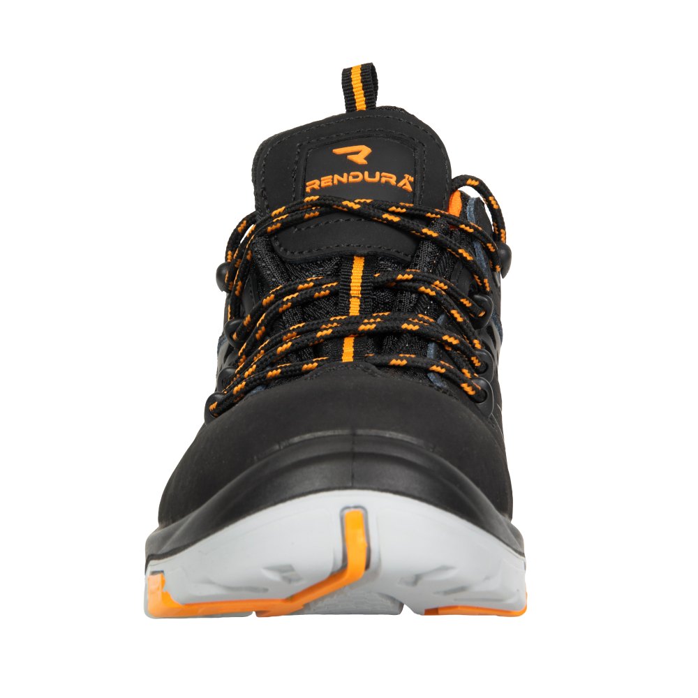Pantofi protectie S3S/HRO/SR/FO unisex negru/portocaliu piele nubuck Ares (29A8)