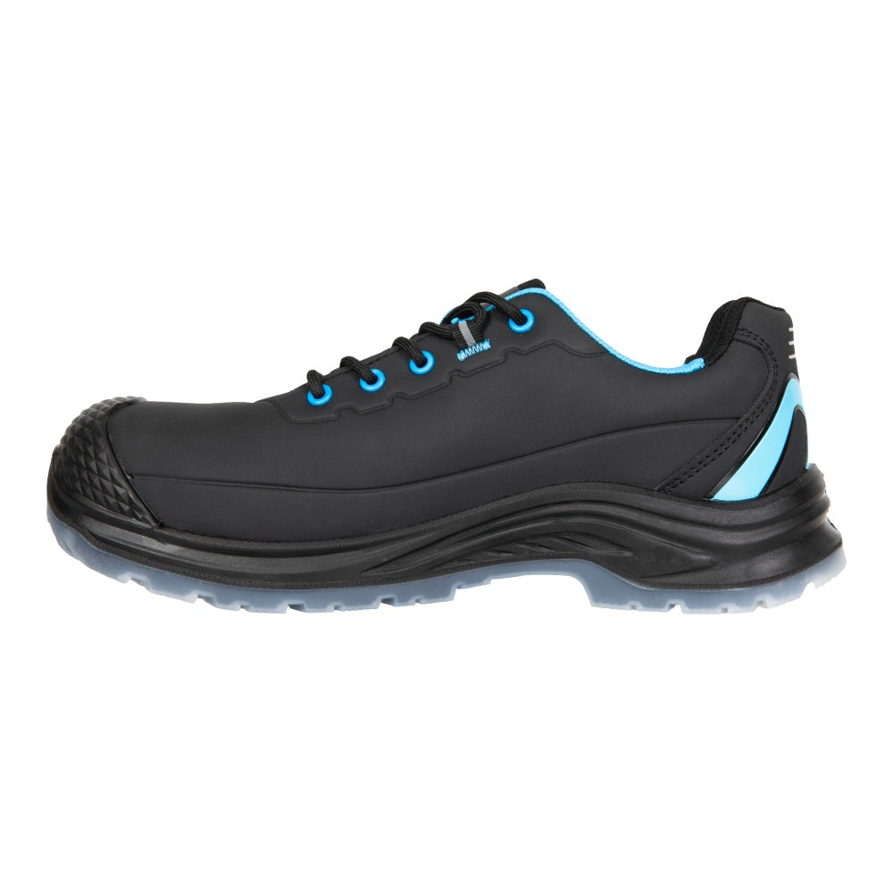 Pantofi protectie S3S/SR/FO/SC/ESD unisex negru/turcoaz microfibra Darklight (32A6)