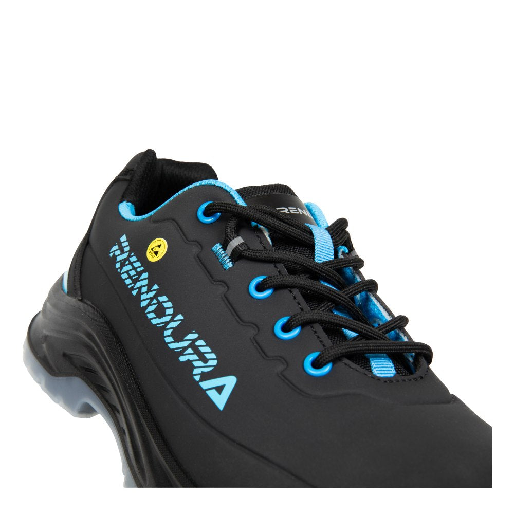 Pantofi protectie S3S/SR/FO/SC/ESD unisex negru/turcoaz microfibra Darklight (32A6)