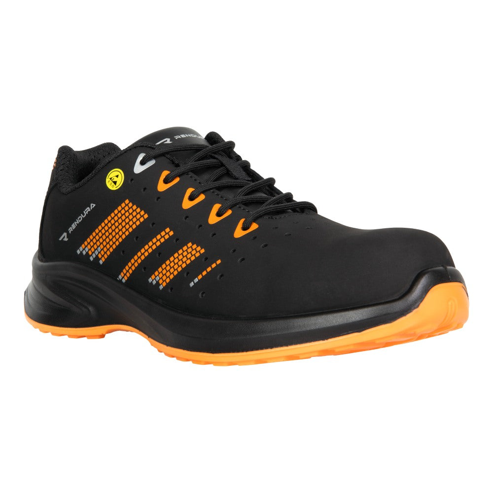 Pantofi protectie S1PS/SR/FO/ESD unisex negru/portocaliu piele nubuck Phantom (32A3)