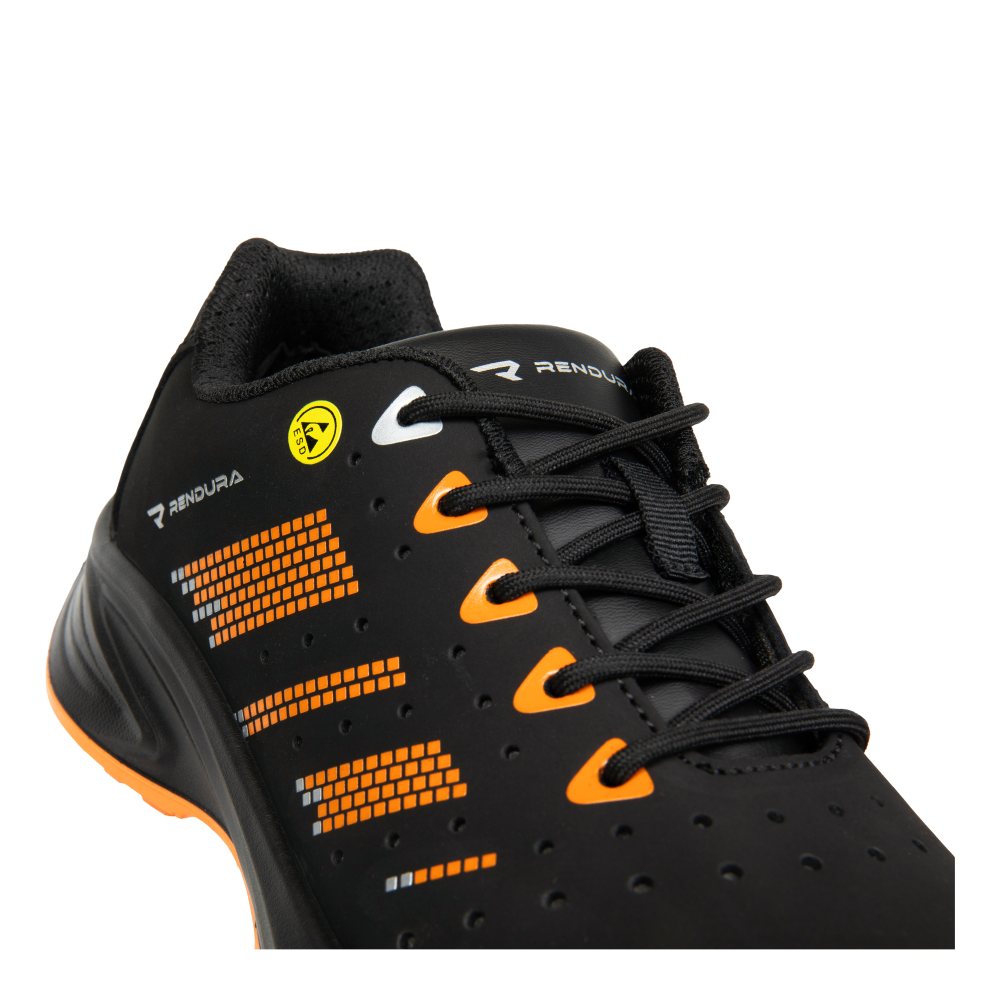 Pantofi protectie S1PS/SR/FO/ESD unisex negru/portocaliu piele nubuck Phantom (32A3)