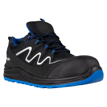 Pantofi protectie S1PS/SR/FO/ESD unisex negru/albastru din piele-velur Response (26A9)