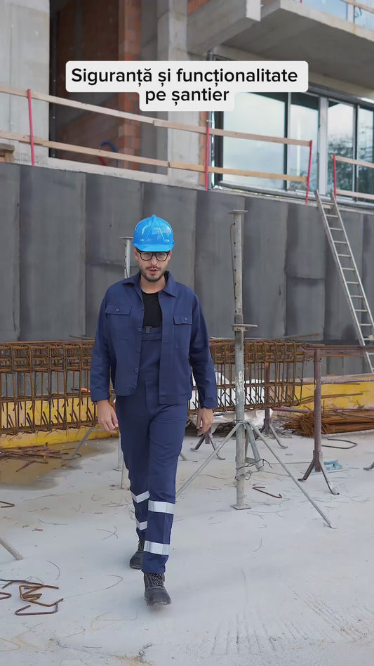 Salopeta cu pieptar bleumarin bumbac reflectorizanta Radar