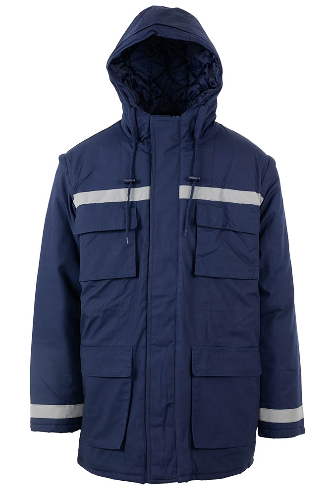 Geaca de iarna  maneci detasabile benzi reflectorizante Prag bleumarin (2B73)(9061)