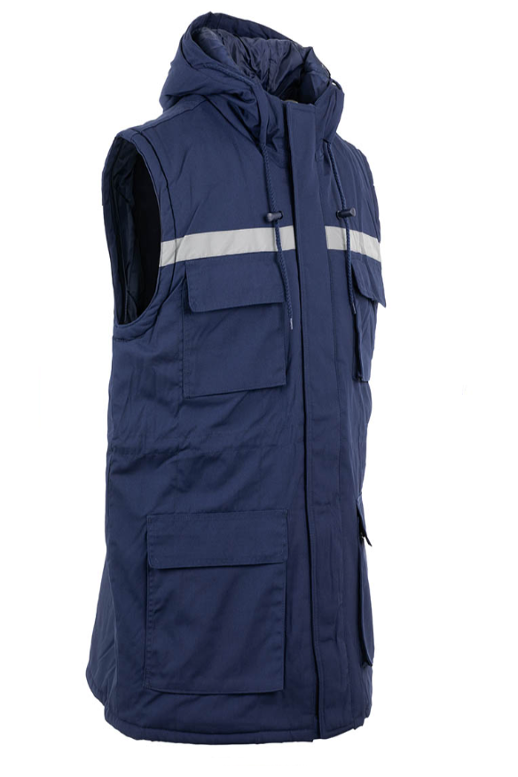 Geaca de iarna  maneci detasabile benzi reflectorizante Prag bleumarin (2B73)(9061)