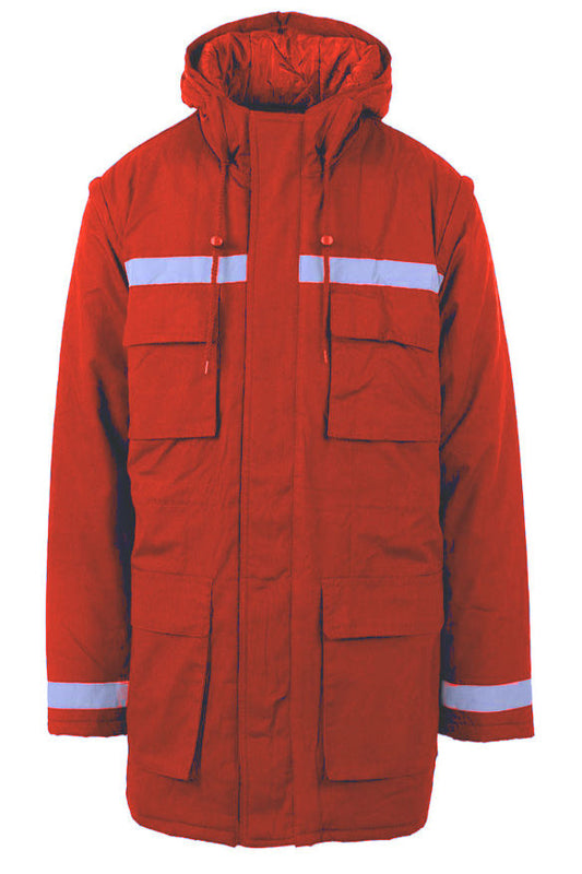 Geaca de iarna maneci detasabile reflectorizanta rosie unisex tercot Prag (2B73)(9061)