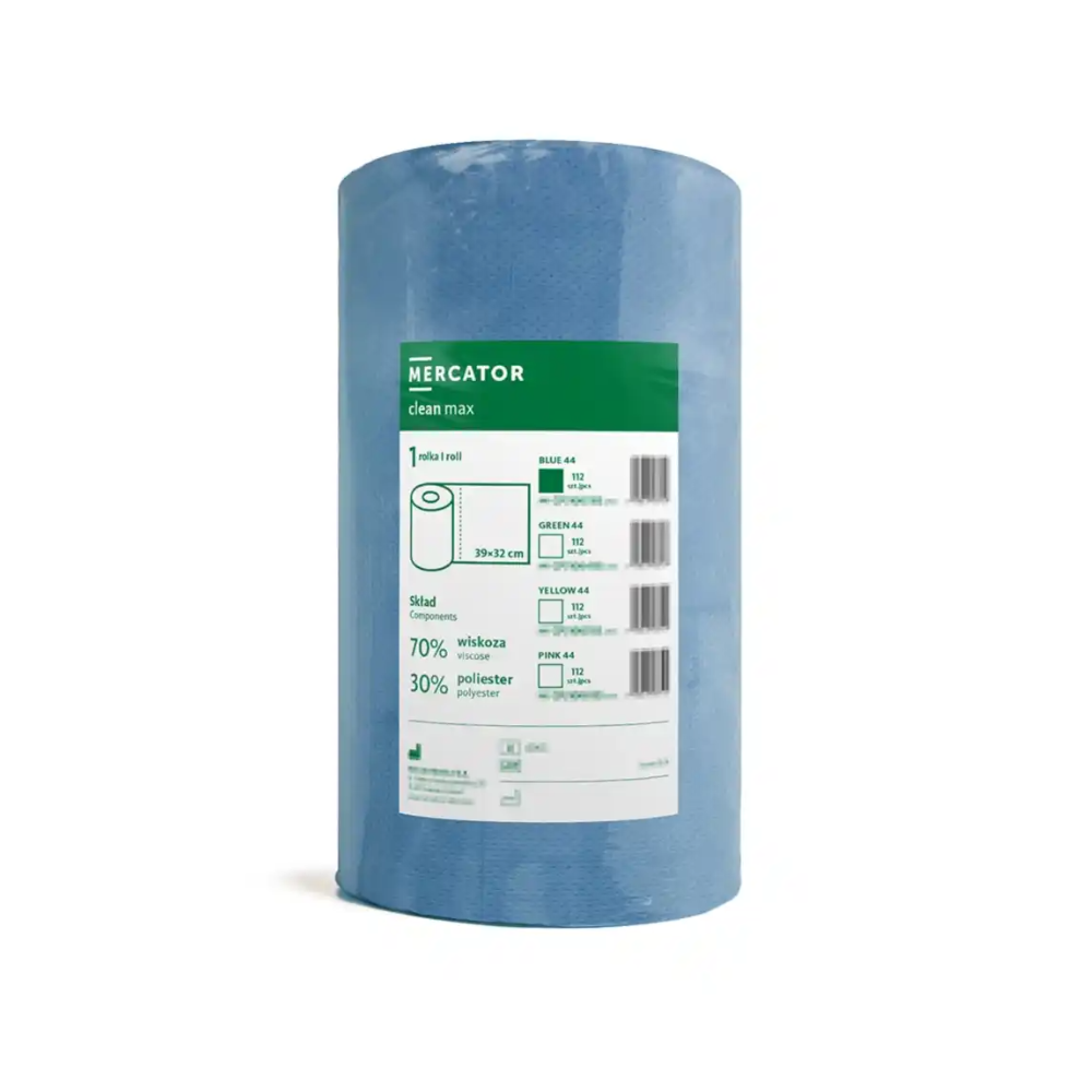 Rola lavete vascoza/poliester 55g/mp 39x32cm albastre 112buc Clean Max
