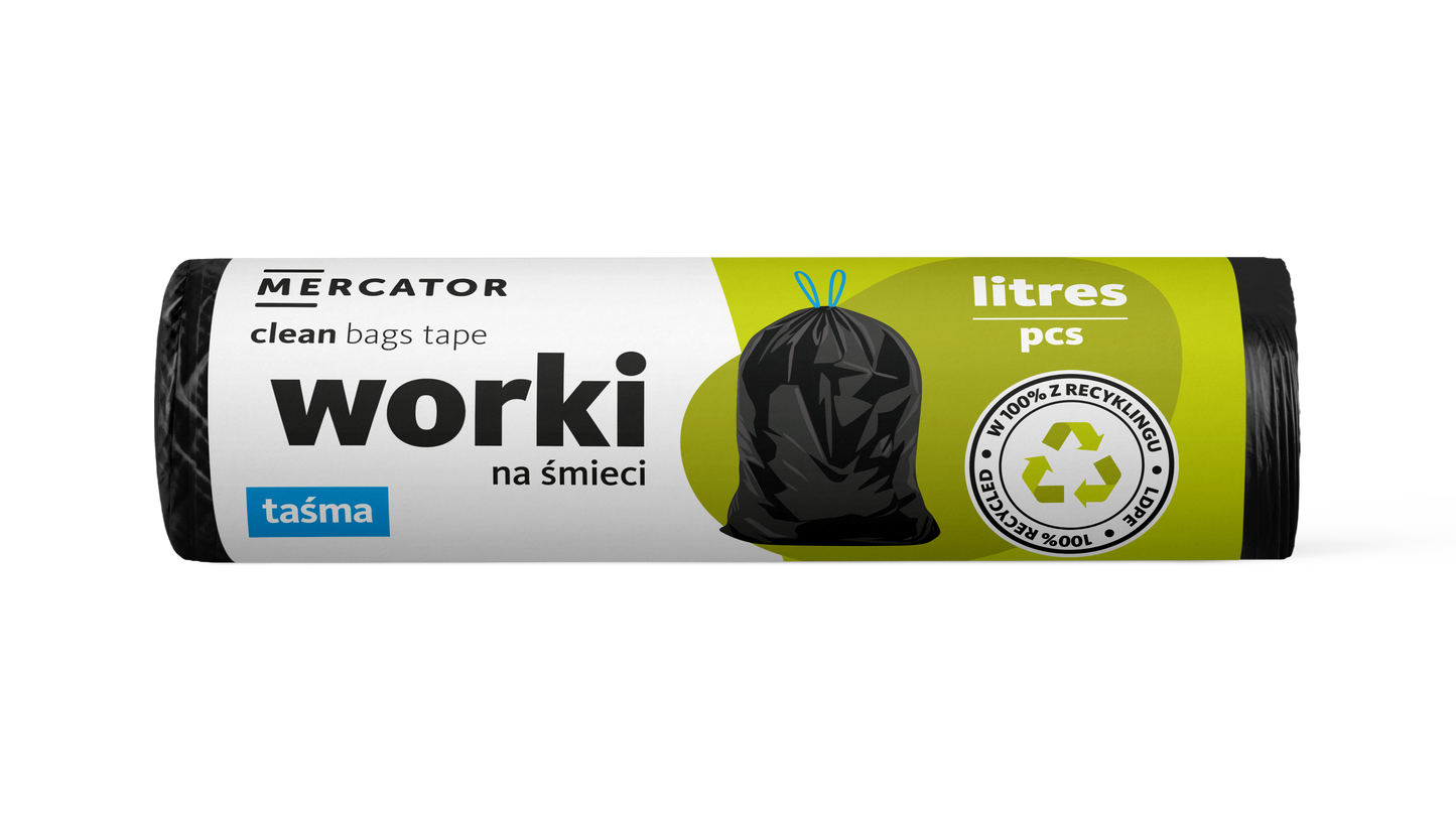 Saci menajeri negri cu snur 25micr. 60L 10buc