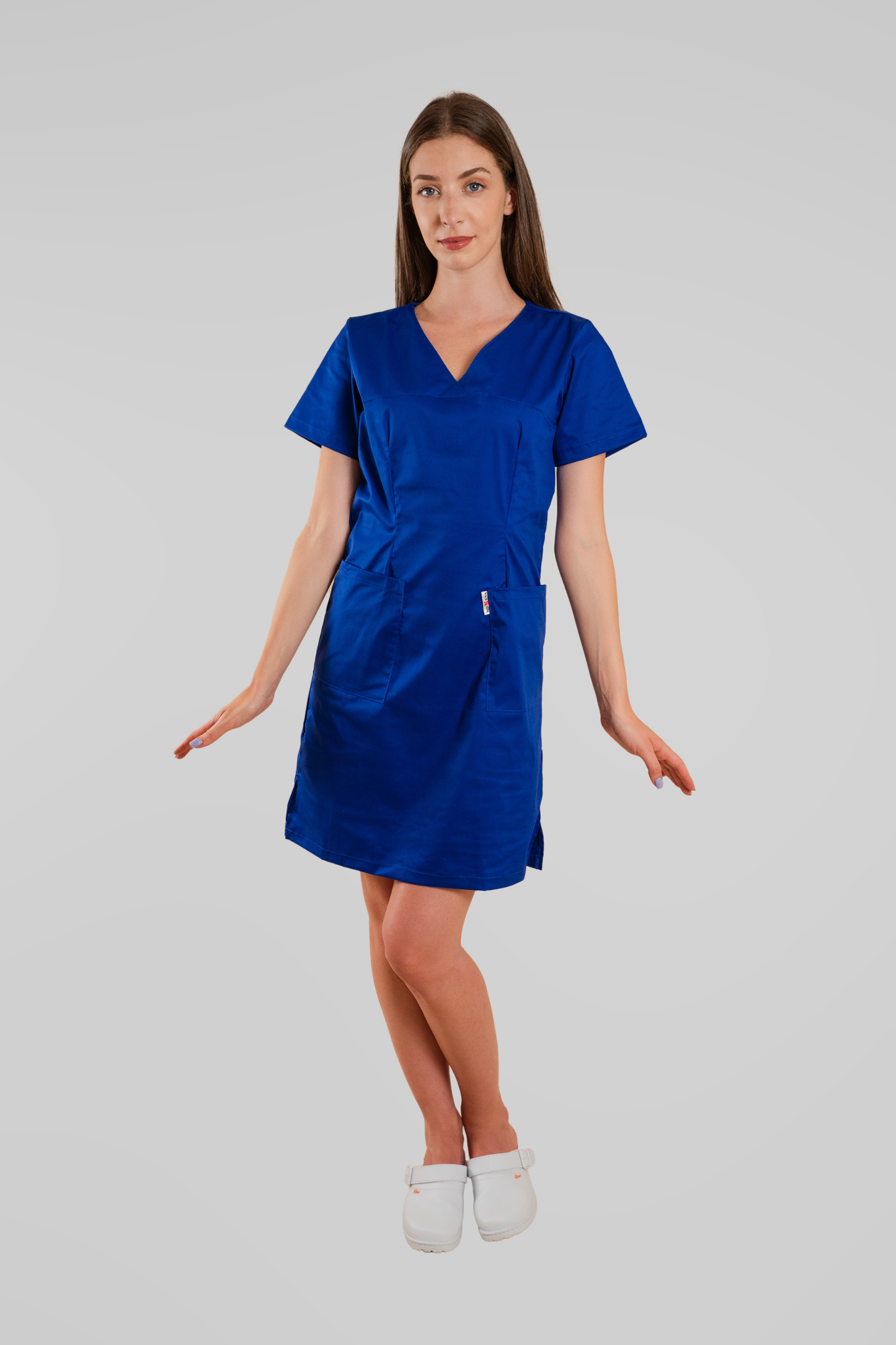 Sarafan de lucru Medical Albastru Poplin-Elastan 165g Emy