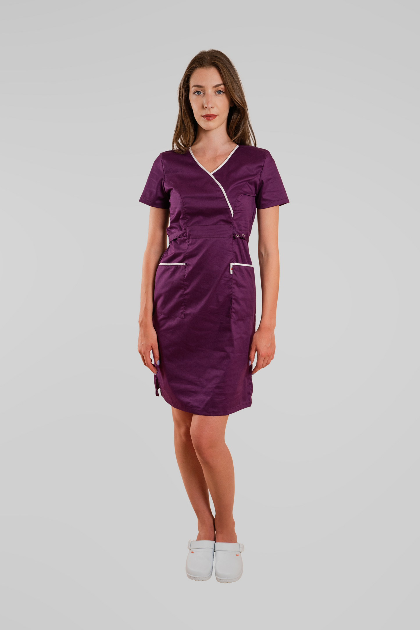 Sarafan de lucru Medical Visiniu Poplin-Elastan 165g Lory