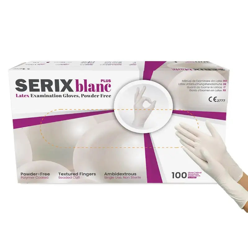 Manusi latex nepudrate albe 3.5g Serix Blanc 100buc