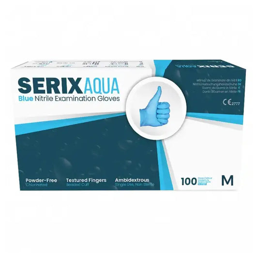 Manusi nitril nepudrate albastre 3.5g Serix Aqua 100buc