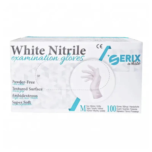 Manusi nitril nepudrate albe 3.5g Serix White 100buc